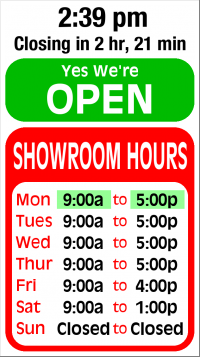 Showroom Hours Sign